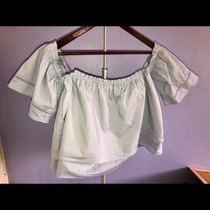 Off the shoulder baby blue blouse